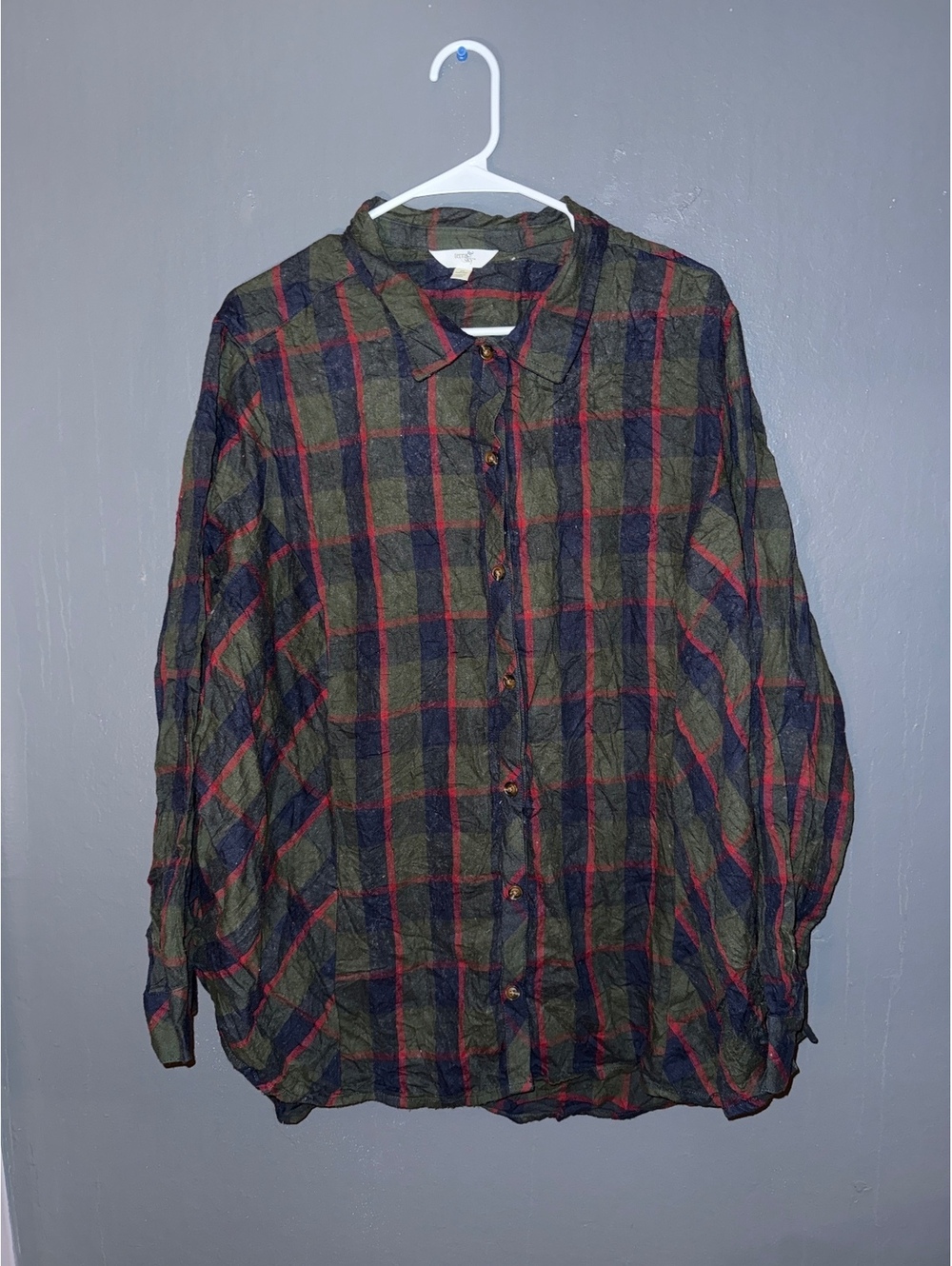 Terra & Sky Women's Plus Size 3X Plaid Button-Up Shirt